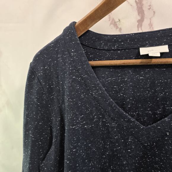 J Jill Dress Womens Large P Petite Navy Blue Speckled Fleck Shift Long Sleeve - Picture 2 of 11